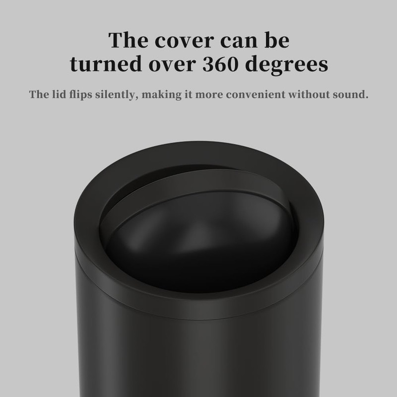YOJIA 2.3/9L Gallon Metal Trash Can with Lid,Black,Light Luxury,Elegant Garbage