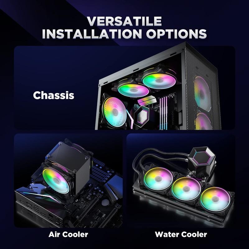Asiahorse 120mm RGB Fans with Fan Hub and Remote, 24