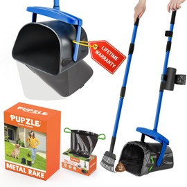 Pupzle Dog Pooper Scooper with Bag Attachment, 40" Long Handle Pooper Scooper for Large Dogs, Dog Poop Scoop for Yard, Large Capacity Swivel Bin and Rake with 25 Refill Bags for Dogs