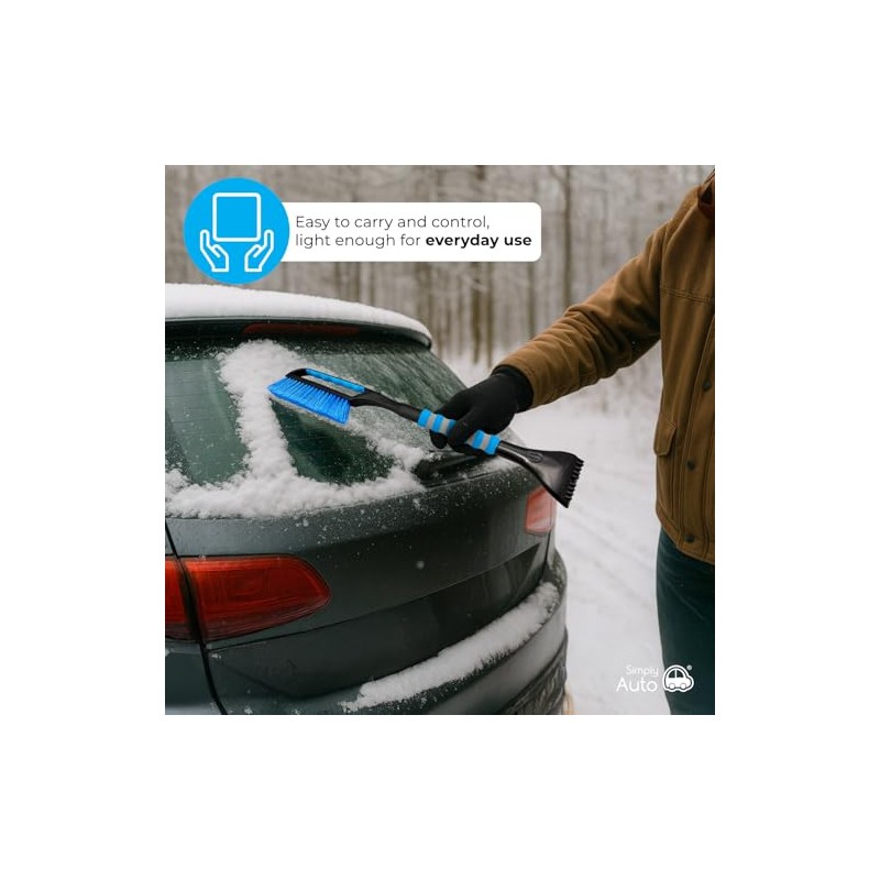 Simply Auto Collapsable Snow Brush, 2-in-1 Telescopic Handle, Ice Scraper