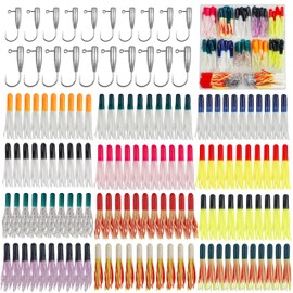 Crappie Jigs Kit with Tube Baits,120pcs Soft Plastic Crappie Lures & 20 Tube Jig Heads Soft Tube Worm Lures Crappie Jig Heads Hooks Set for Panfish Bass Trout Freshwater Saltwater Fishing