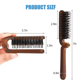 ZFanyun 10pcs Travel Folding Hair Brush, Collapsable Portable Pocket Boar Bristle Hair Brush for Thin Thick Hair, Mini HairBrushfor Men Women Kids Thick Thin Curly Straight Wet Dry Hair Restore Shine