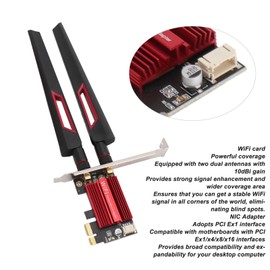 PCIe Network Card Dual Antennas 802.11ac/a/b/g/n for Win 10 2.4GHz 5GHz 1200Mbps Dual Band BT 4.0 WiFi Network Card with 2 10 DBi Gain
