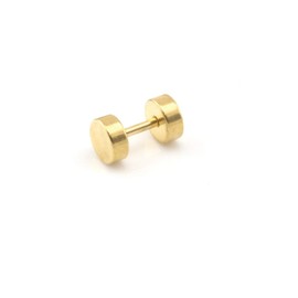 Vault 101 Limited Single 316L Stainless Steel Fake Cheater Screw Ear Plug Earring Stud Stretcher 1.2mm (Gold, 5 MM)