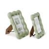 Two's Company Wavy Wood Photo Frames, Sage Green, Set of