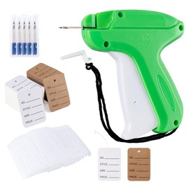 1Plusselect Tagging Gun Kit for Clothing, Tag Gun for Clothes, Garment Tag Gun with 200 Price Tags, 5 Extra Needles & 2000 Fasteners for Hats, Socks & Garments in Vibrant Green