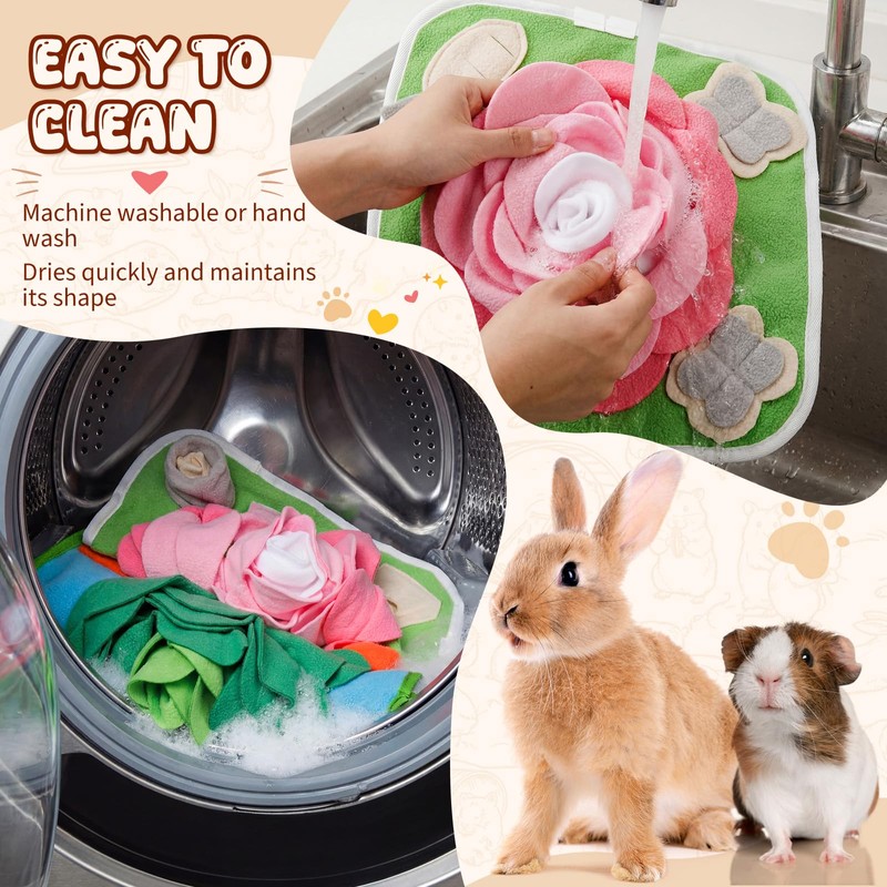 Yinkin 2 Pcs Rabbit Foraging Snuffle Mat for Small Animals