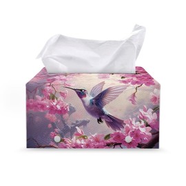 Oamsistay Hummingbird Print Pu Leather Tissue Box Cover Modern Rectangular Tissue Box Tissue Box Cover Durable Holder for Bathroom Living Room Bedroom Vanity Countertop Night Stands Office Desk