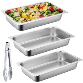 GOMETY Breading Set Stainless Steel 3-Piece 26.5 x 16.5 x 6.5 cm 3 x Bowls for Breading with Breading Pliers Breading Line Stainless Steel Cutlets Breading Set Meat Fish Metal Breading Road Grill Tray