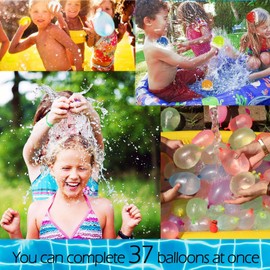 Ligtmor Pack of 555 Self-Closing Water Bombs, 15 Bundles of 37 Water Bomb Balloons, Quick to Fill Self-Sealing Water Bombs, Summer Outdoor Colourful Water Bombs
