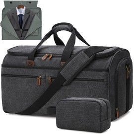 TRITOUR Canvas Garment Duffle Bag Garment Bag Duffle Bag Combo for Travel Convertible Carry on Bag with Detachable Suit Travel Bags for Men Bussiness