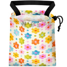 GEGEPINK Car Trash Bag Hanging Back of Seat Waterproof Small Drawstring Garbage Bags for Car Cute Printed One-Handed Strap Grocery Bags for Car Accessories-Flower Car Trash Bag