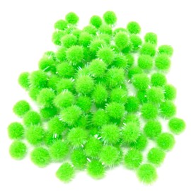 Wedding Touches Green 10mm Glitter Mini Pom Poms Small Fluffy Craft Embellishments (100)