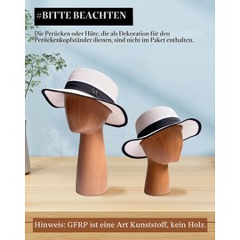 TINGSING Mannequin Head, GFRP Hat Display Stand, Imitation Wood Wig Stand 22 inch, Abstract Mannequin Model, Hat Holder Rack for Shop, Hair Salon, Home Decoration, Stable Base