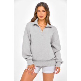 PRETTYGARDEN Womens Half Zip Oversized Sweatshirts Fleece Hoodies 2025 Trendy Long Sleeve Pullover Tops Y2k Fall Outfits (Grey,XL)