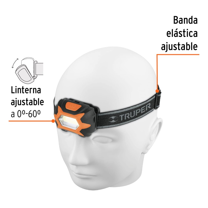 TRUPER LI-CA-150, Linterna de cabeza, 150 lúmenes, 1 LED