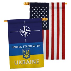 Ukraine Flag NATO Stand with Ukraine House Flag Pack Support Cause Ukrainian Embroidery Decoration Banner Small Garden Yard Gift Double-Sided, Made in USA