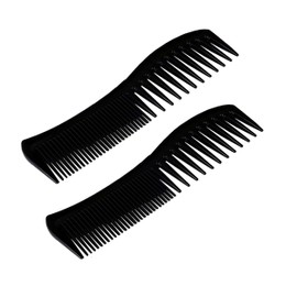 Amelia Beauty, 8in Black Plastic Detangling Wave Comb, Made in USA, Professional Grade Comb, Portable Salon Barber Shop Black Everyday Styling Rake Comb Hair Styling Tool, 7.5"x 2", 2 Pack