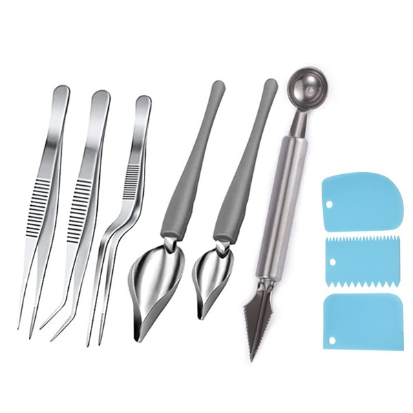 Set of 9 Decorating Spoons, Sauce Spoons, Stainless Steel Cooking