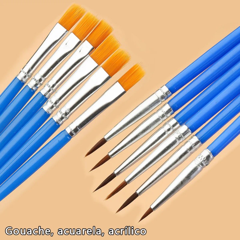 Set 50 Pinceles Para Acrílicas Gouache Acuarela Oleo Dibujo