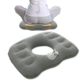 Kaket Donut Cushion, Inflatable Seat Cushion, Portable Donut Pillow Ring Cushions for Sitting Pressure Relief for Home, Office and Cars (Grey)