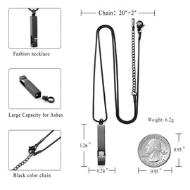 Crystal Cremation Urn Jewelry Cube Memorial Ashes Necklace Pendant Keepsake- Black Birthstone Series