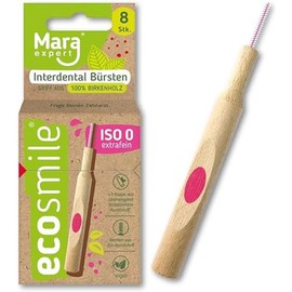 ECOSMILE INTERDENTAL BRUSH by MARA ISO 0 - Pink - Extra Fine - 8 Brushes - 100% Birch Wood - FSC Certified - Sustainable Forestry - Bristles Made from Renewable Raw Materials