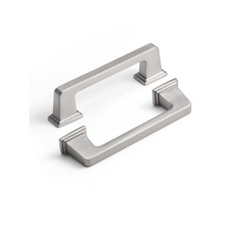 SORWDUERM 5 Pack Brushed Nickel Cabinet Pulls Square 3"(76mm) Hole Center Silver Cabinet Handles Drawer Pulls Cupboard Kitchen Hardware