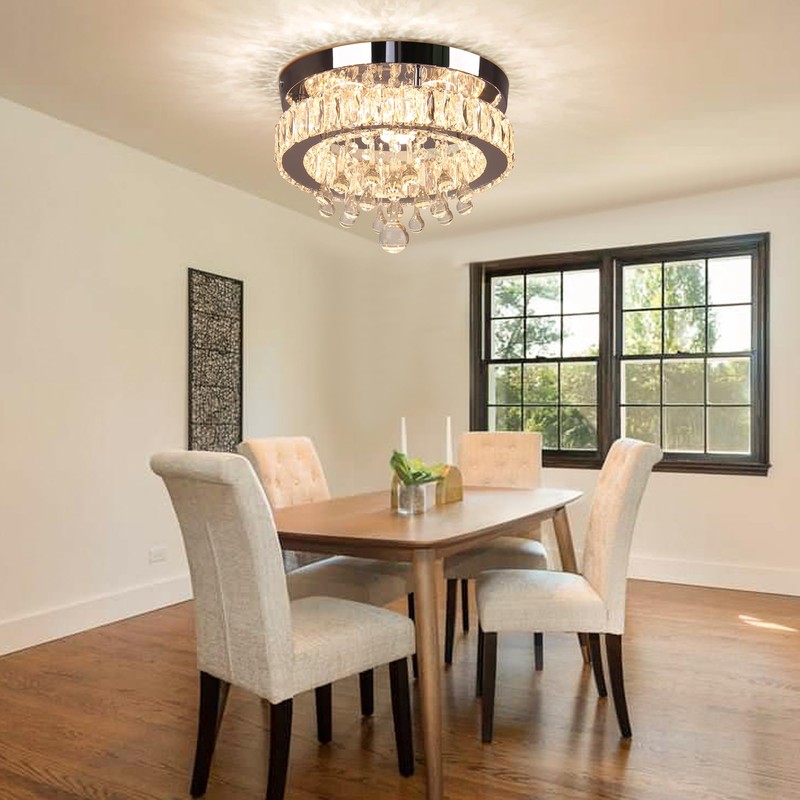 YPQXYHDA Dimmable Crystal Ceiling Light,11.8" Modern Crystal Chandeliers LED Flush