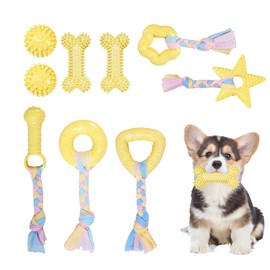 NYEONHRT Puppy Chew Toys for Teething Small Puppies 9 Pack Soft Durable Rubber Chew Toys Interactive Yellow Dog Toys to Soothe Gums and Keep Busy Cute Puppy Essentials