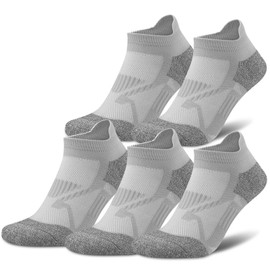 Gonii Compression Athletic Ankle Socks Women Running Cushioned Low No show Socks 5 Pairs (Grey)