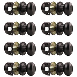 Gobrico 8 Pack Passage Door Knobs Oil Rubbed Bronze Egg Shaped Door Knobs and Handles Interior Door Knobs for Hallway Closet Door Knobs Without Lock