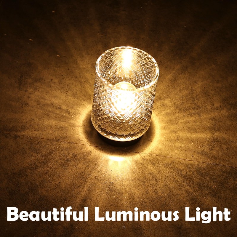 LUSHARBOR Battery Operated Lamp with Timer, Small Decorative Table Lamp