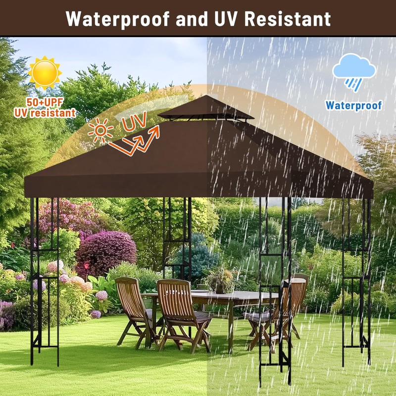 10x10 Canopy Replacement top Double Tiered Polyester Replacement Canopy for