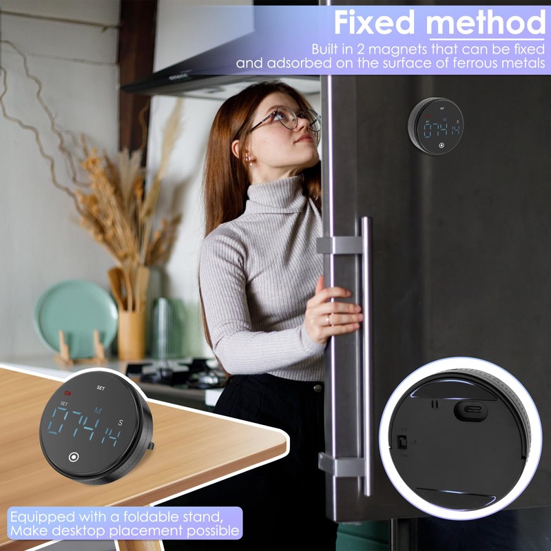Magnetic Kitchen Timer with Large Display Digital Kitchen, Easy to