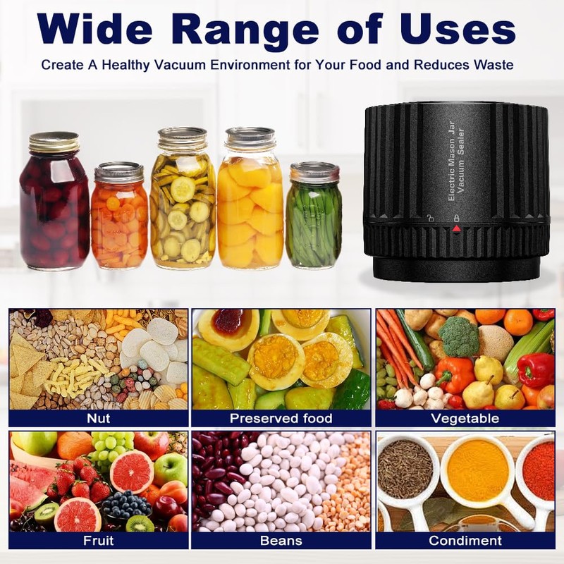 2025 New Electric Mason Jar Vacuum Sealer for Wide and