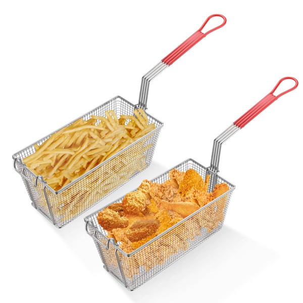 WeChef 2Pcs Deep Fryer Baskets with non-slip Handle 13" x