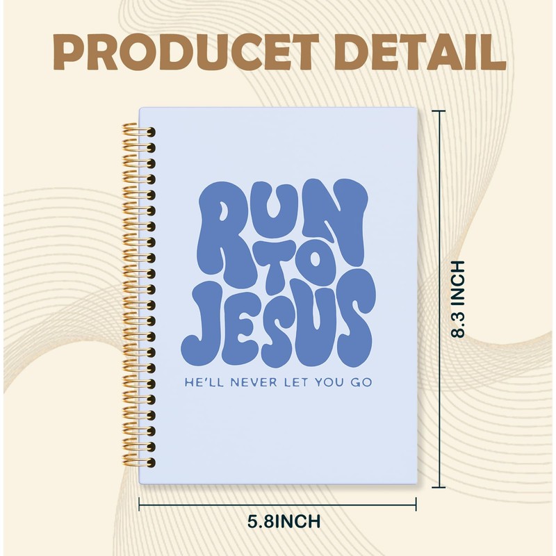 KRHFG Blue Christian Spiral Notebook, Run to Jesus Bible Verse