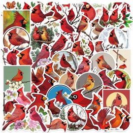 56 Pcs Cute Red Bird Stickers for Kids Teens, Kawaii Stickers for Girls Boys, Party Favors & Decorations, Waterproof Starry Sky Cats Sticker Pack for Water Bottle Laptop Scrapbook (Red Bird)