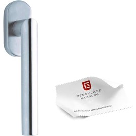 Beschläge Hamburg: Window Jack/Window Fitting Scoop FORM DK 1106 VAM - Window Set Rotating Tilt Function with 90° Grid — Window Handle/Window Knob in Matte Stainless Steel (L-Shape Handle) 135 x 58 mm