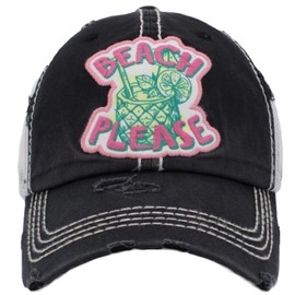 Beach Please Women's Vintage Baseball Cap, Black