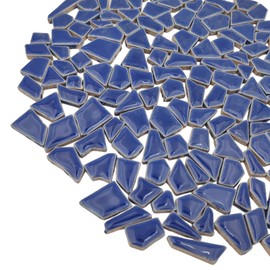 200g Ceramic Mosaic Tiles for Crafts,Irregular Stained Ceramic 0.2"x0.8" Porcelain Mosaic Tiles for Home Decoration (Navy Blue)
