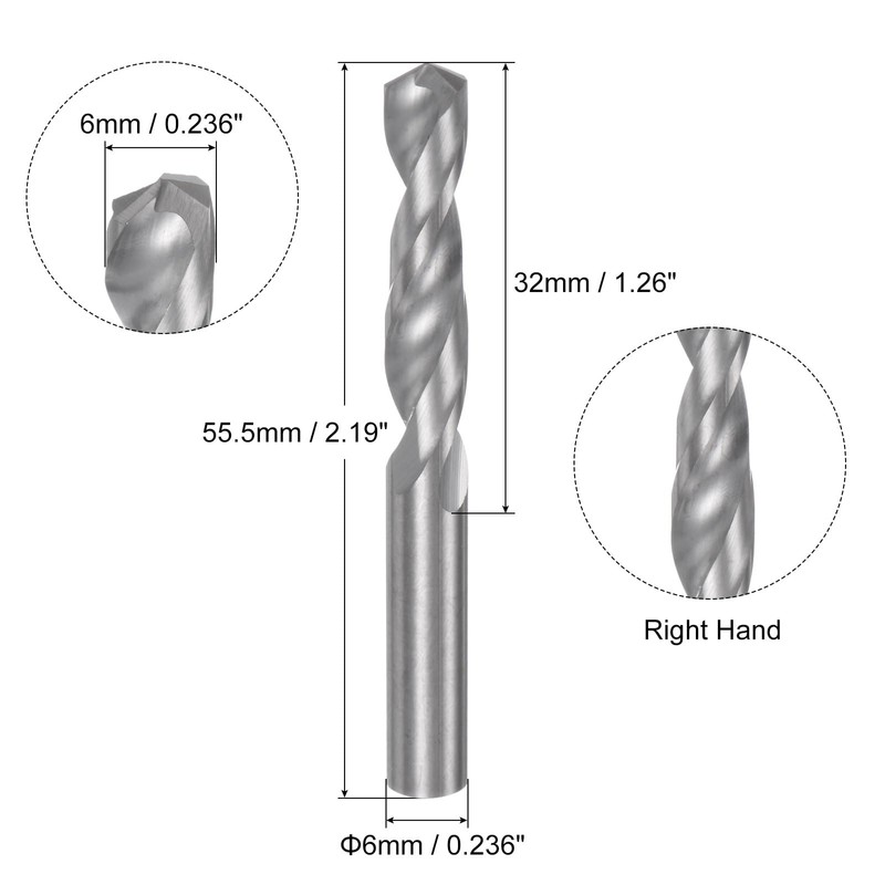 sourcing map Solid Carbide Drill Bit, 6mm (0.236") YG6X/C3 Micro-Grain
