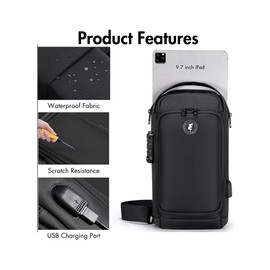 Koalaty Sling Bag Waterproof Anti-Theft Crossbody Unisex Backpack For Daily Use Multipurpose Travel Daypack Outdoor Activity (Grey Gold)