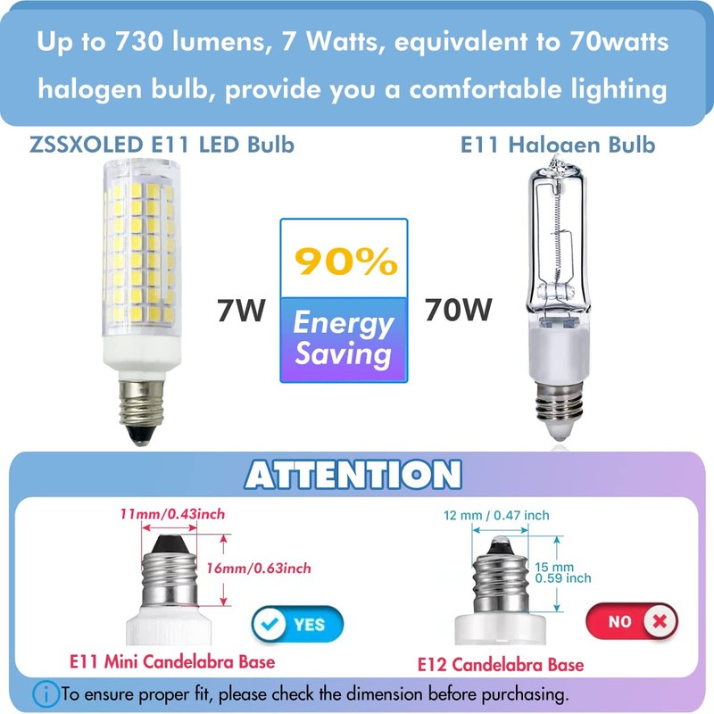 ZSSXOLED [Pack of 5] E11 LED Light Bulb 7W Dimmable