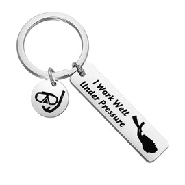 Generic Brands MYSOMY Scuba Diving Gift Scuba Diver Gift I Work Well Under Pressure Keychain Extreme Sports Jewelry Great Gift for Divers (I Work Well Key)