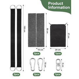 1.5M Swing Straps Hanging Hammock Chair Hanging Kit, Nylon Hammock Tree Straps with 360°Swivel Hook, 2 Heavy Duty Carabiners and 2 Tree Protection Pads for Hammocks and Swings - Bonus Storage Bag