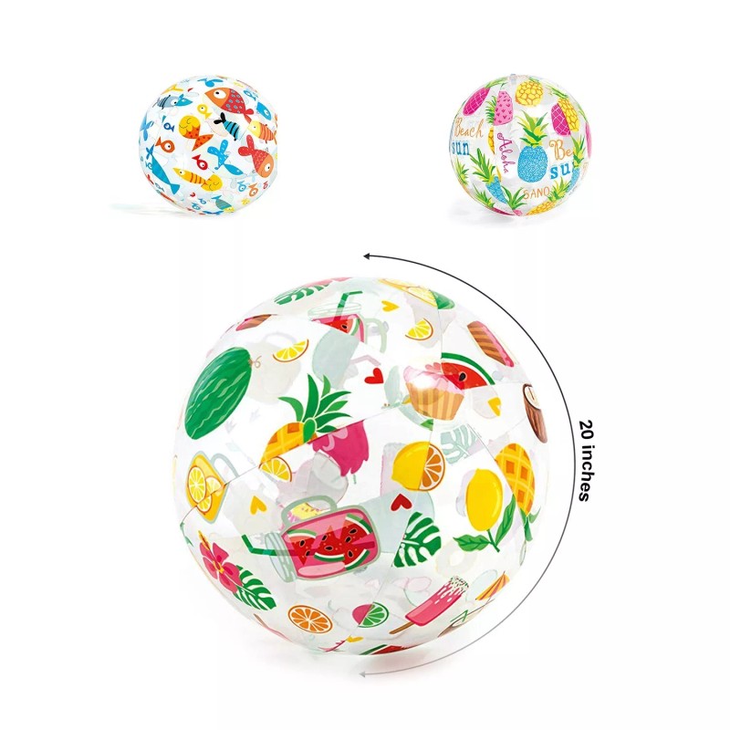 Ezzo Inflatable Beach Balls, 20" Lively Print Summer Water Toys