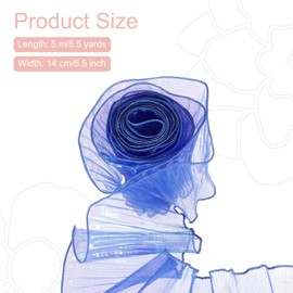 sourcing map 5.5" x 5.5 Yards Ruffle Pleated Organza Trim Iridescent Pleated Lace Trim Ribbon Sewing Lace Fabric Trim for DIY Craft Dress Clothing Wedding Gift Home Decoration, Sapphire Blue