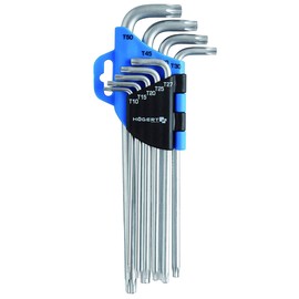 Högert Technik - TORX Set Schlüssel I TORX Schraubendreher set von 9 Stück I Größen T10 bis T50 I Aus Chrom-Vanadium-Stahl I Beständig gegen Verformung und Abrieb I HT1W818 - Silber